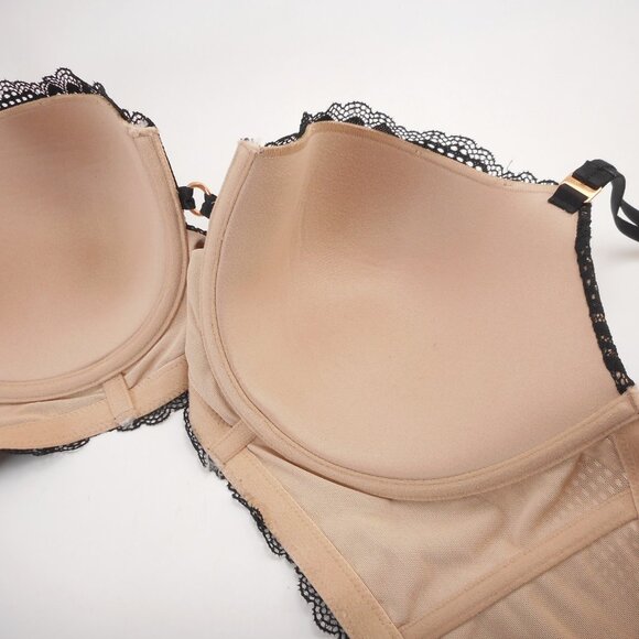 Aerie Bra sz 38DD Real Power Balconette Underwire Black Tan Lace Lightly Padded - Picture 6 of 14